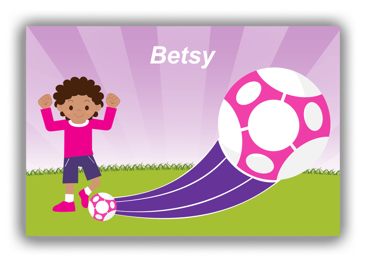 Personalized Soccer Canvas Wrap & Photo Print XIII - Boost Kick - Black Girl - Front View