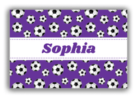 Thumbnail for Personalized Soccer Canvas Wrap & Photo Print XV - Purple Background - Ribbon Nameplate - Front View