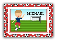 Thumbnail for Personalized Soccer Canvas Wrap & Photo Print XVI - Red Background - Blond Boy I - Front View