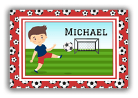 Thumbnail for Personalized Soccer Canvas Wrap & Photo Print XVI - Red Background - Black Hair Boy II - Front View