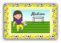 Thumbnail for Personalized Soccer Canvas Wrap & Photo Print XVII - Yellow Border - Brunette Girl I - Front View