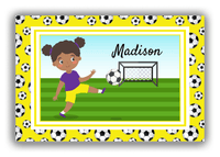 Thumbnail for Personalized Soccer Canvas Wrap & Photo Print XVII - Yellow Border - Black Girl - Front View