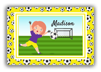 Thumbnail for Personalized Soccer Canvas Wrap & Photo Print XVII - Yellow Border - Redhead Girl - Front View