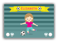 Thumbnail for Personalized Soccer Canvas Wrap & Photo Print XVIII - Teal Background - Blonde Girl I - Front View