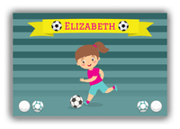 Thumbnail for Personalized Soccer Canvas Wrap & Photo Print XVIII - Teal Background - Brunette Girl II - Front View