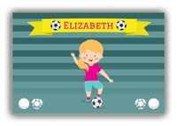 Thumbnail for Personalized Soccer Canvas Wrap & Photo Print XVIII - Teal Background - Blonde Girl II - Front View