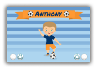 Thumbnail for Personalized Soccer Canvas Wrap & Photo Print XIX - Blue Background - Blond Boy I - Front View