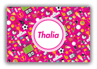 Thumbnail for Personalized Soccer Canvas Wrap & Photo Print XX - Pink Background - Circle Nameplate - Front View