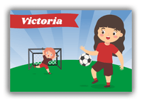 Thumbnail for Personalized Soccer Canvas Wrap & Photo Print XXI - Goal Kick - Brunette Girl I - Front View