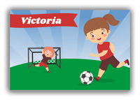 Thumbnail for Personalized Soccer Canvas Wrap & Photo Print XXI - Goal Kick - Brunette Girl II - Front View