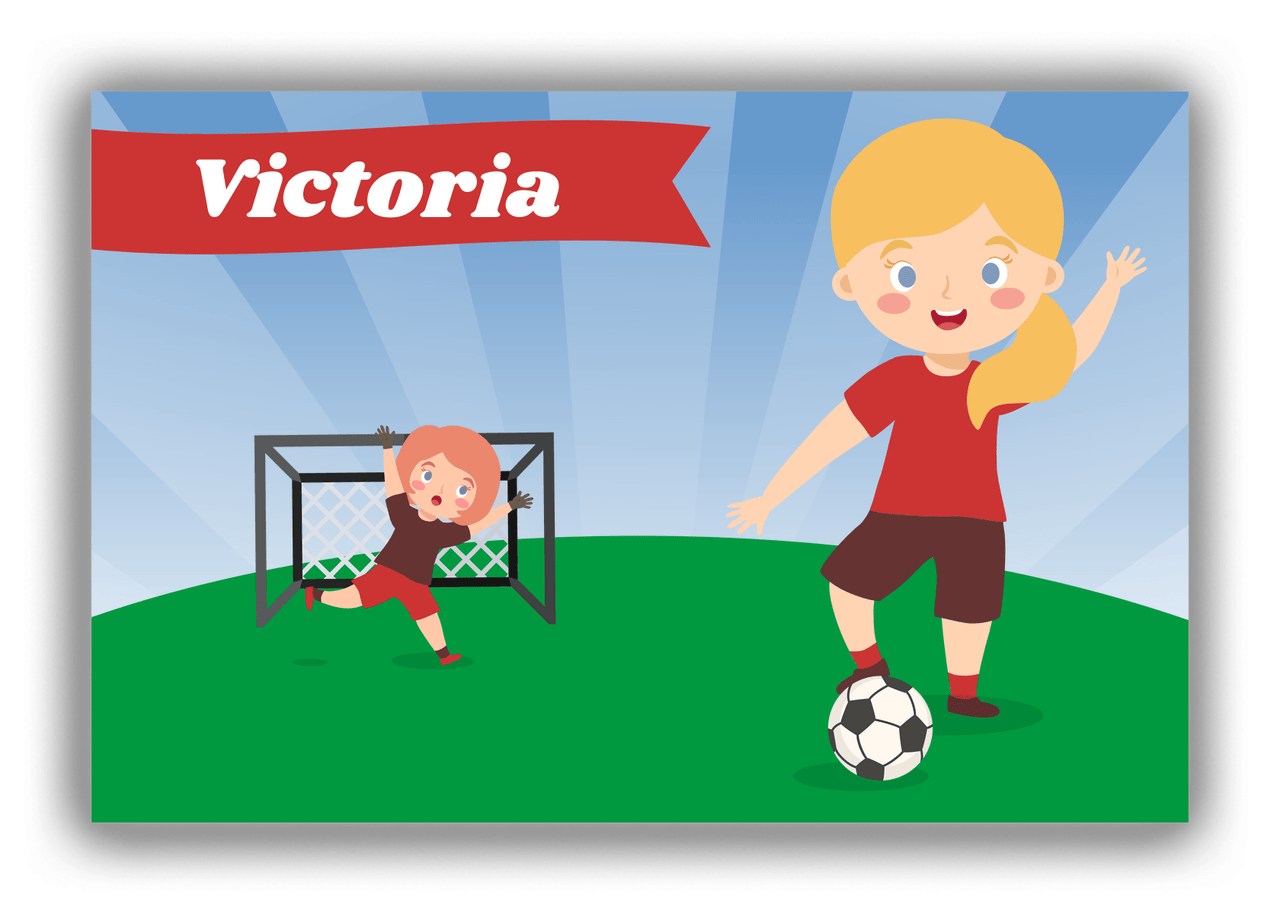 Personalized Soccer Canvas Wrap & Photo Print XXI - Goal Kick - Blonde Girl II - Front View