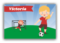 Thumbnail for Personalized Soccer Canvas Wrap & Photo Print XXI - Goal Kick - Blonde Girl II - Front View