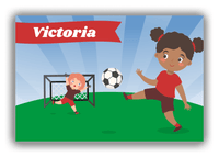 Thumbnail for Personalized Soccer Canvas Wrap & Photo Print XXI - Goal Kick - Black Girl - Front View