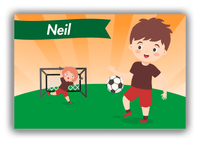 Thumbnail for Personalized Soccer Canvas Wrap & Photo Print XXII - Goal Kick - Brown Hair Boy I - Front View