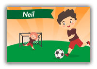 Thumbnail for Personalized Soccer Canvas Wrap & Photo Print XXII - Goal Kick - Black Hair Boy - Front View