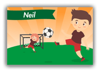Thumbnail for Personalized Soccer Canvas Wrap & Photo Print XXII - Goal Kick - Brown Hair Boy II - Front View