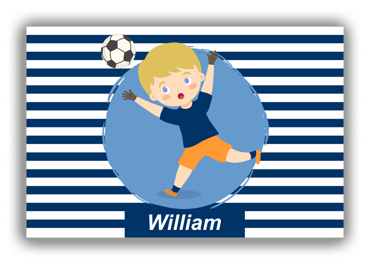 Personalized Soccer Canvas Wrap & Photo Print XXIV - Portal Kick - Blond Boy II - Front View