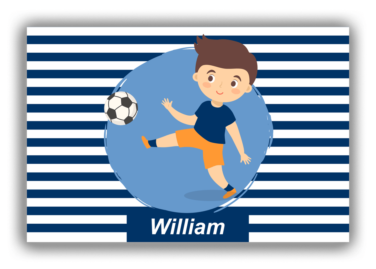 Personalized Soccer Canvas Wrap & Photo Print XXIV - Portal Kick - Brown Hair Boy II - Front View