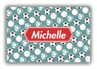 Thumbnail for Personalized Soccer Canvas Wrap & Photo Print XXV - Green Background - Decorative Rectangle Nameplate - Front View