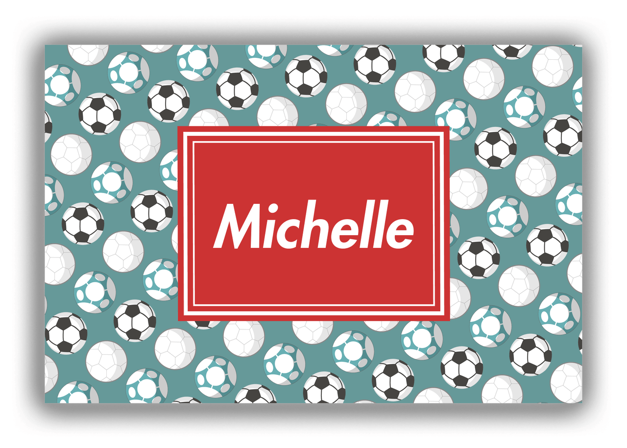 Personalized Soccer Canvas Wrap & Photo Print XXV - Green Background - Rectangle Nameplate - Front View