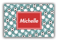 Thumbnail for Personalized Soccer Canvas Wrap & Photo Print XXV - Green Background - Rectangle Nameplate - Front View