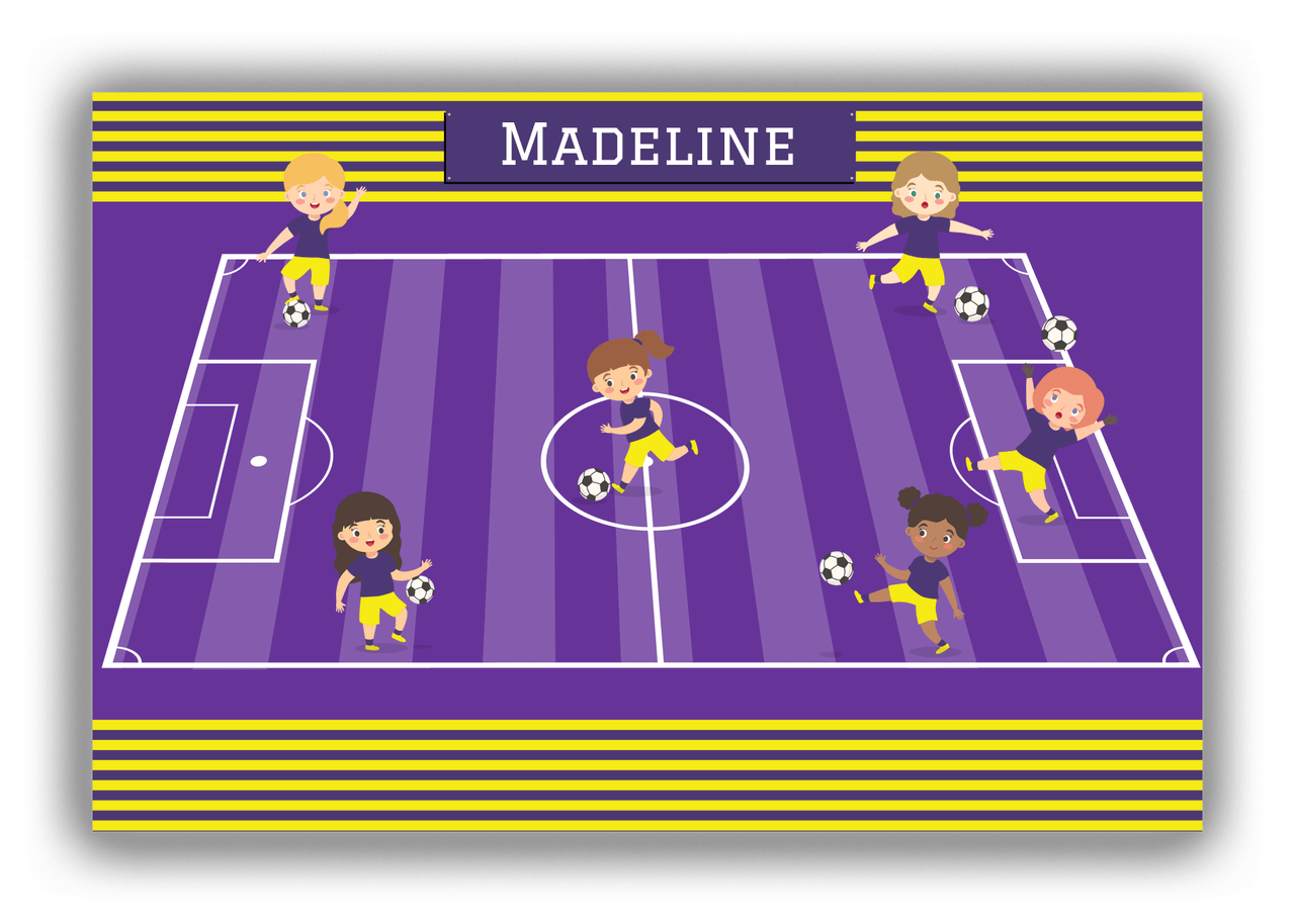 Personalized Soccer Canvas Wrap & Photo Print XXVI - Purple Field - Girls Team - Front View