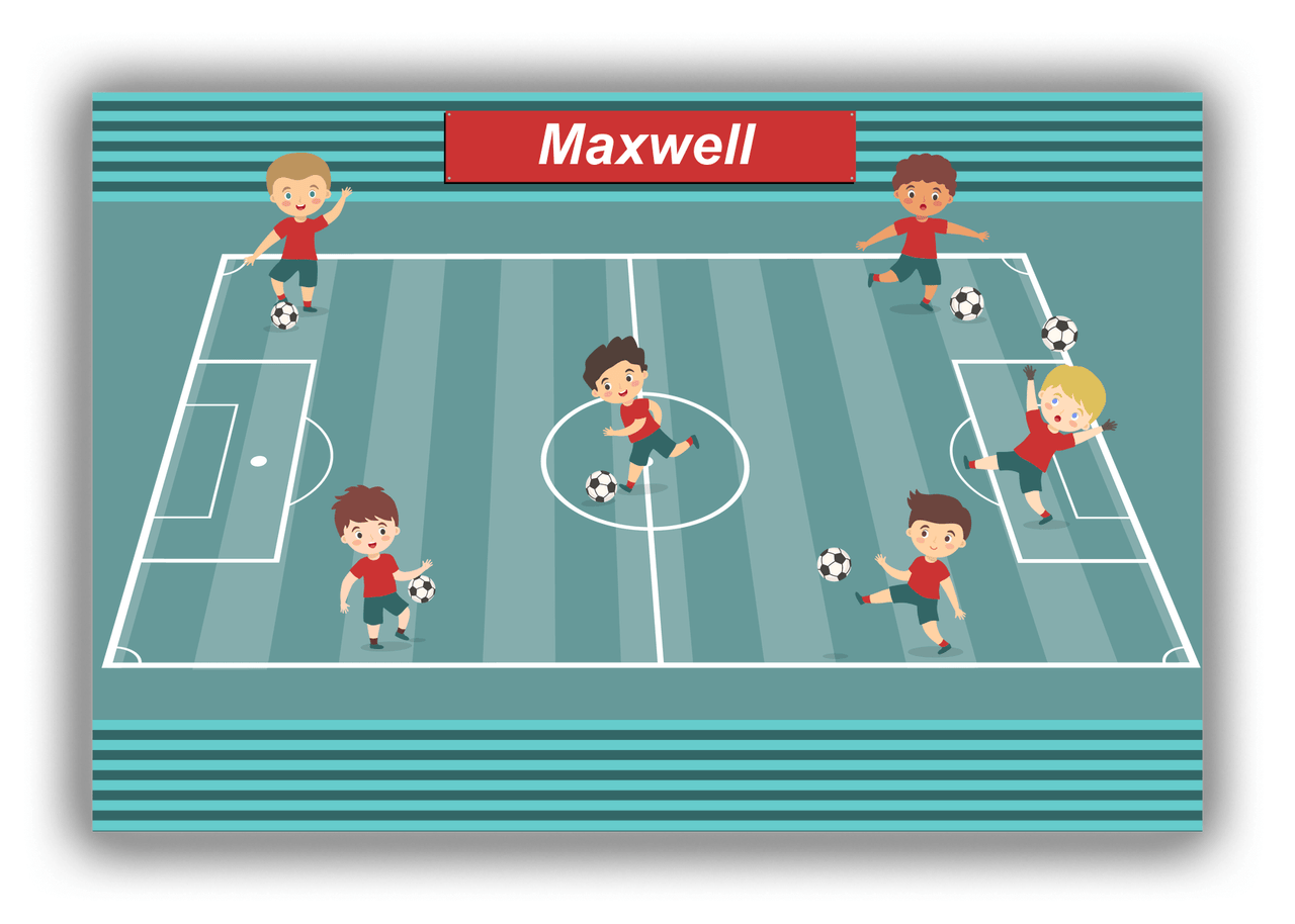 Personalized Soccer Canvas Wrap & Photo Print XXVII - Teal Field - Boys Team - Front View