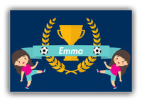 Thumbnail for Personalized Soccer Canvas Wrap & Photo Print XXVIII - Trophy Ribbon - Brunette Girl I - Front View
