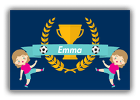 Thumbnail for Personalized Soccer Canvas Wrap & Photo Print XXVIII - Trophy Ribbon - Blonde Girl I - Front View