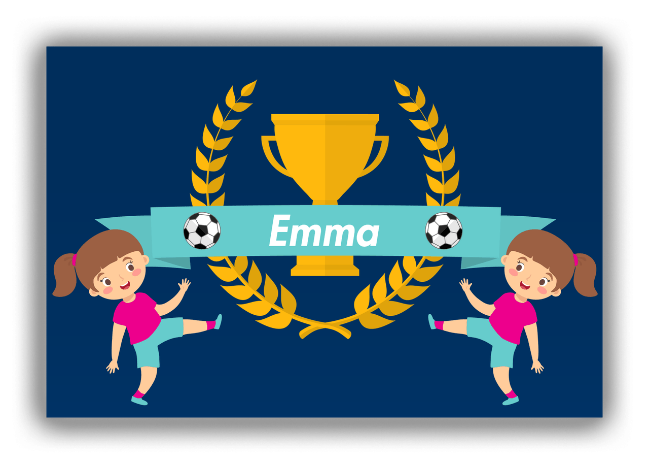 Personalized Soccer Canvas Wrap & Photo Print XXVIII - Trophy Ribbon - Brunette Girl II - Front View