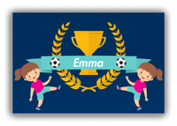 Thumbnail for Personalized Soccer Canvas Wrap & Photo Print XXVIII - Trophy Ribbon - Brunette Girl II - Front View