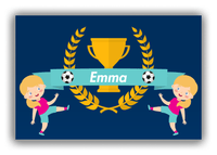 Thumbnail for Personalized Soccer Canvas Wrap & Photo Print XXVIII - Trophy Ribbon - Blonde Girl II - Front View