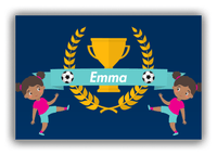 Thumbnail for Personalized Soccer Canvas Wrap & Photo Print XXVIII - Trophy Ribbon - Black Girl - Front View
