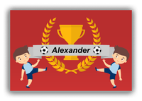 Thumbnail for Personalized Soccer Canvas Wrap & Photo Print XXIX - Trophy Ribbon - Brown Hair Boy I - Front View