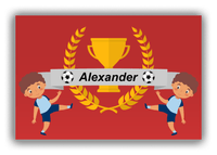 Thumbnail for Personalized Soccer Canvas Wrap & Photo Print XXIX - Trophy Ribbon - Black Boy - Front View