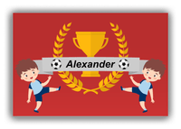 Thumbnail for Personalized Soccer Canvas Wrap & Photo Print XXIX - Trophy Ribbon - Brown Hair Boy II - Front View