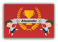 Thumbnail for Personalized Soccer Canvas Wrap & Photo Print XXIX - Trophy Ribbon - Black Hair Boy - Front View