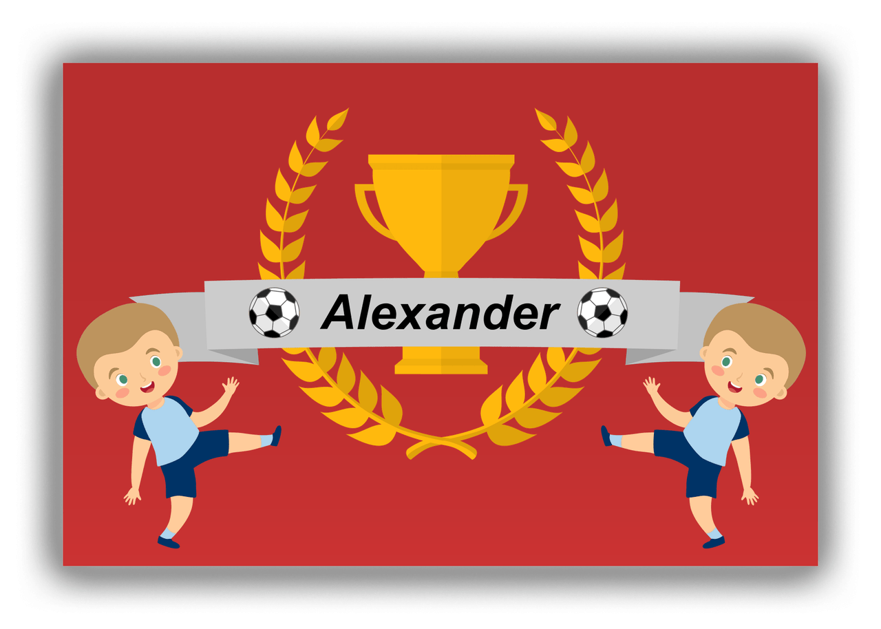Personalized Soccer Canvas Wrap & Photo Print XXIX - Trophy Ribbon - Blond Boy II - Front View
