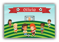 Thumbnail for Personalized Soccer Canvas Wrap & Photo Print XXXIII - Girls Team - Blue Background - Front View
