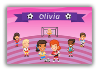 Thumbnail for Personalized Soccer Canvas Wrap & Photo Print XXXIII - Girls Team - Pink Background - Front View