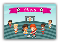 Thumbnail for Personalized Soccer Canvas Wrap & Photo Print XXXIII - Girls Team - Blue Background II - Front View