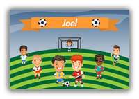 Thumbnail for Personalized Soccer Canvas Wrap & Photo Print XXXIV - Boys Team - Blue Background - Front View