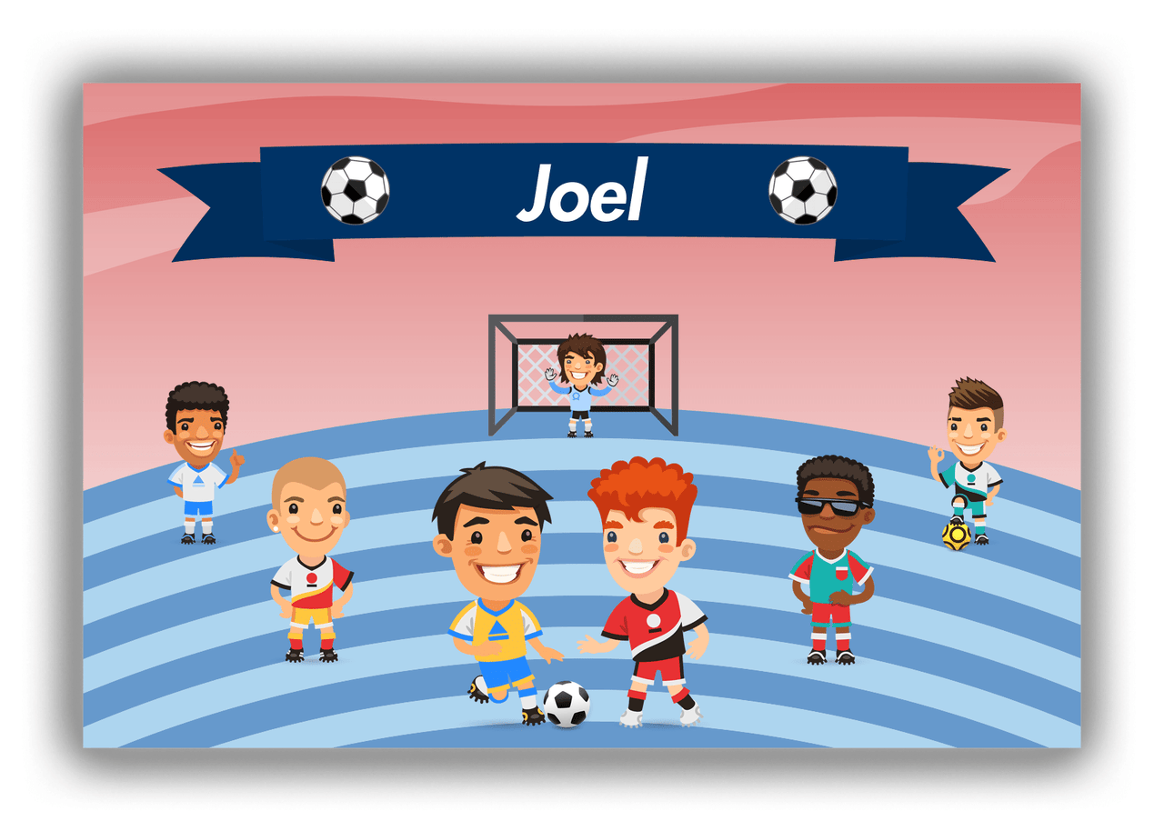 Personalized Soccer Canvas Wrap & Photo Print XXXIV - Boys Team - Red Background - Front View