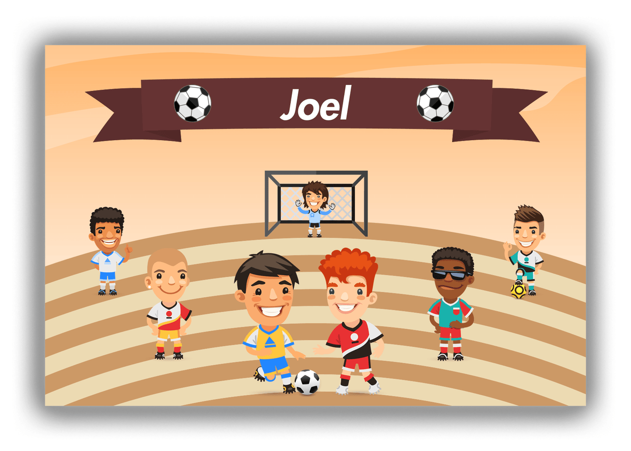 Personalized Soccer Canvas Wrap & Photo Print XXXIV - Boys Team - Brown Background - Front View