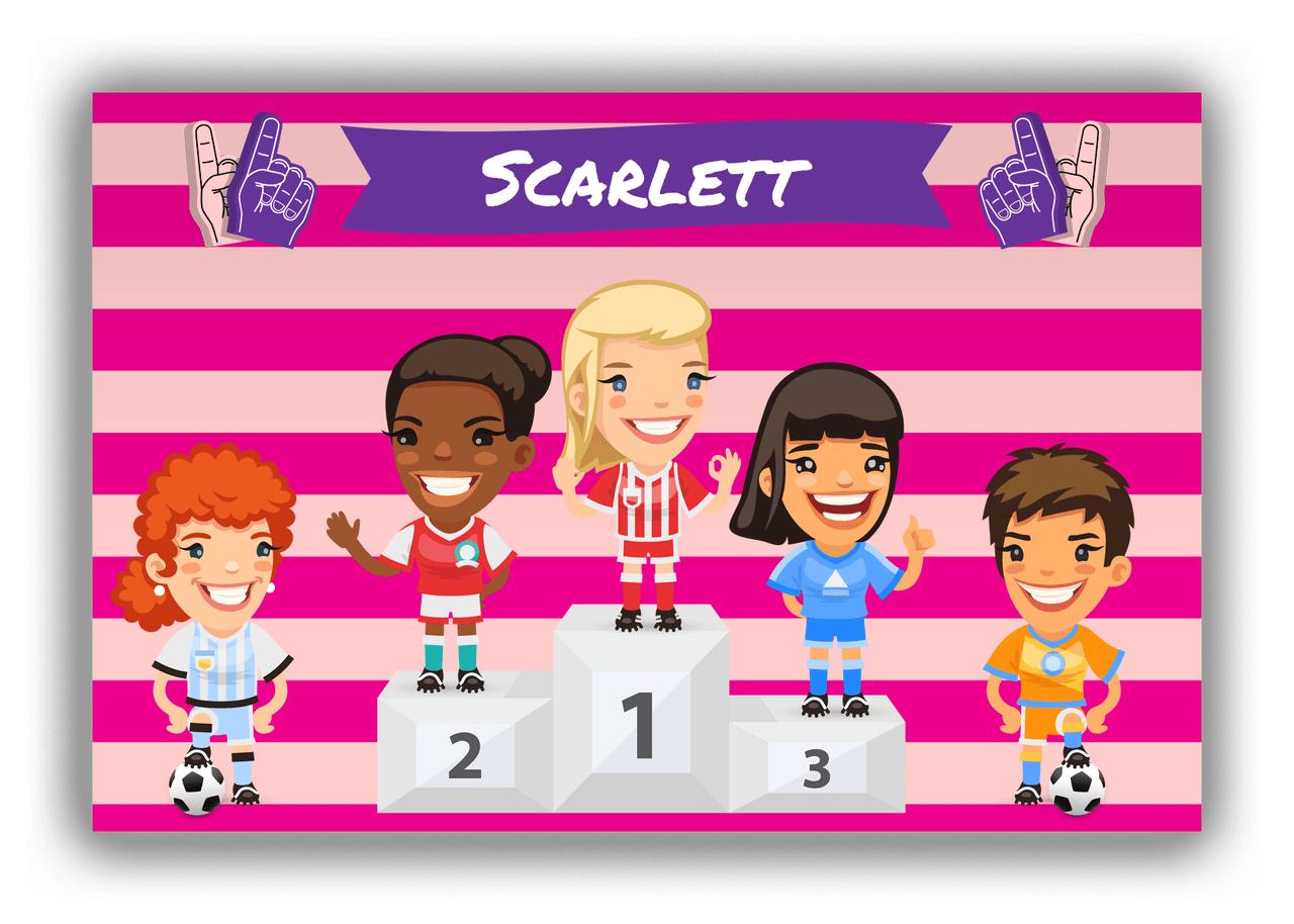 Personalized Soccer Canvas Wrap & Photo Print XXXV - Podium Winners - Blonde Girl - Front View