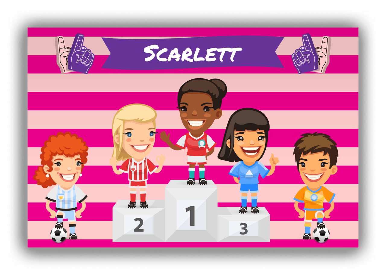 Personalized Soccer Canvas Wrap & Photo Print XXXV - Podium Winners - Black Girl - Front View