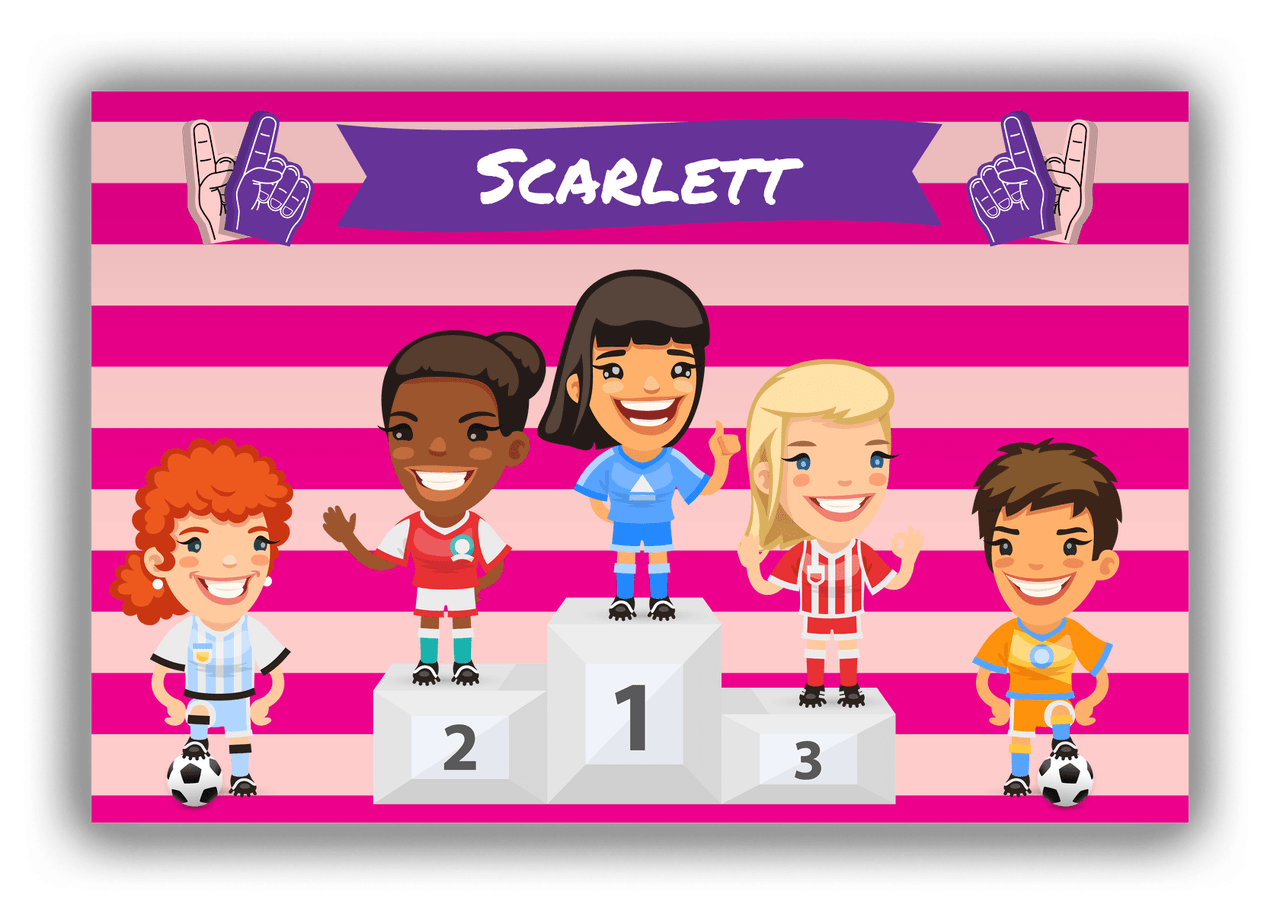 Personalized Soccer Canvas Wrap & Photo Print XXXV - Podium Winners - Brunette Girl I - Front View