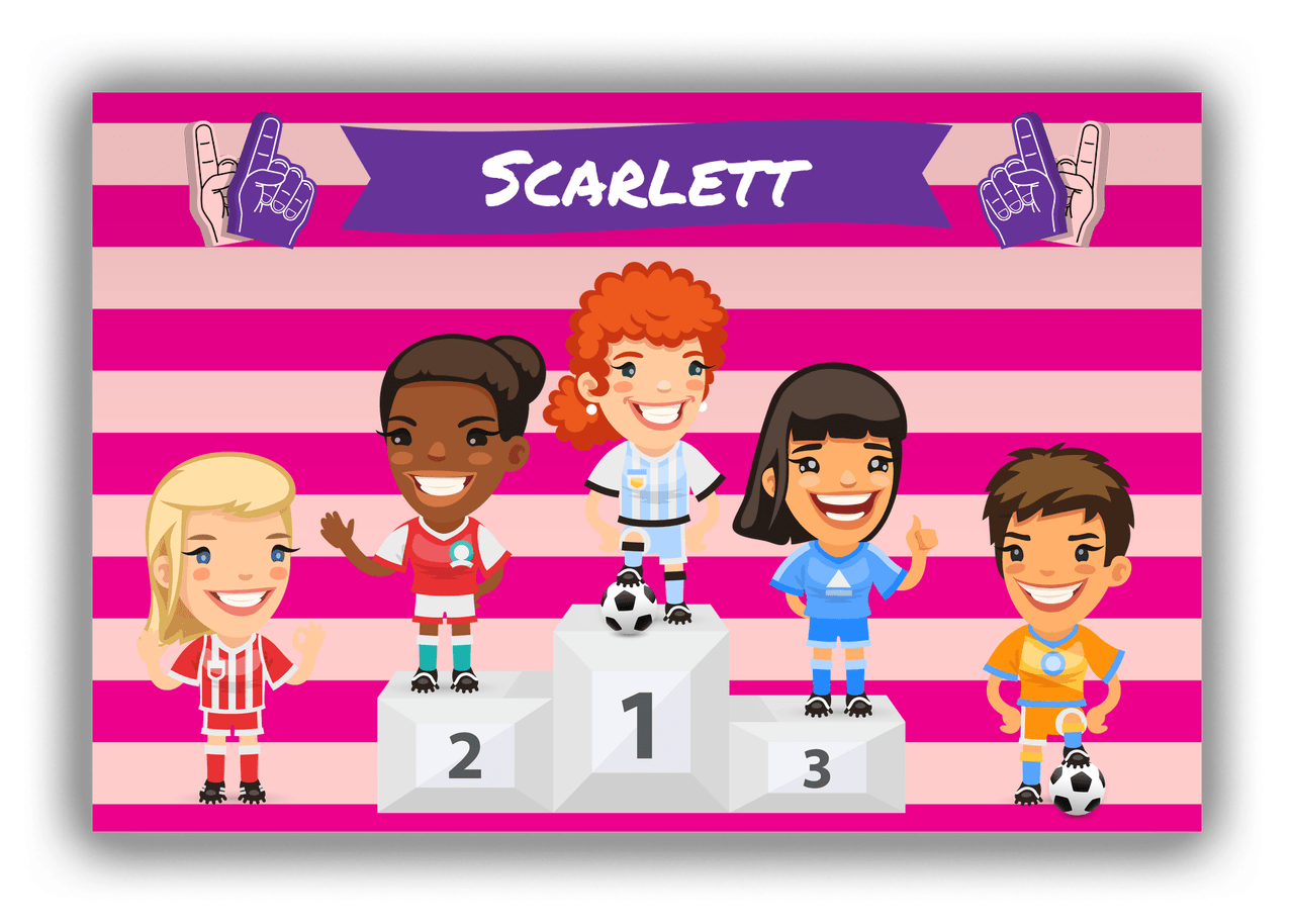 Personalized Soccer Canvas Wrap & Photo Print XXXV - Podium Winners - Redhead Girl - Front View