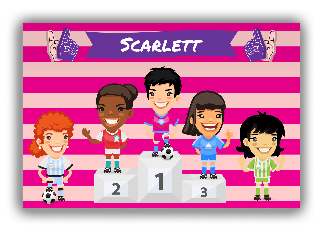 Personalized Soccer Canvas Wrap & Photo Print XXXV - Podium Winners - Black Hair Girl II - Front View