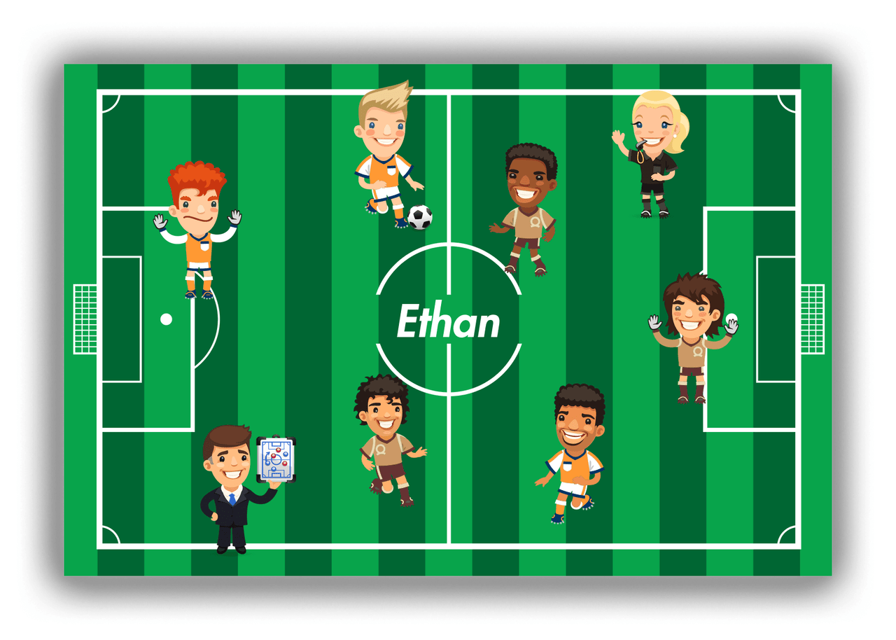 Personalized Soccer Canvas Wrap & Photo Print XXXVIII - Green Background - Boys Team - Front View
